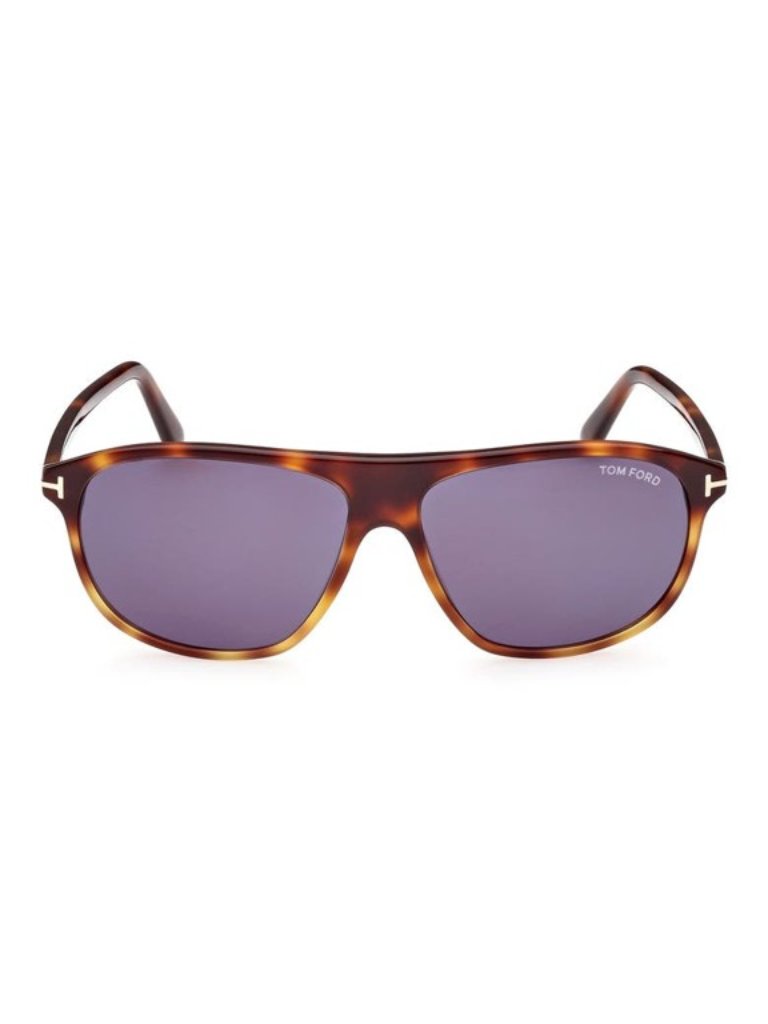 Nwt Tom Ford Prescott 60mm Square Sunglasses Shiny Blonde Havana Blue - Unisex